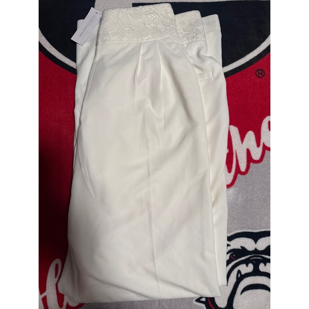 NWT NY&C New York Company Womens Ivory Lace Waist Trousers Pants‎ Size Small